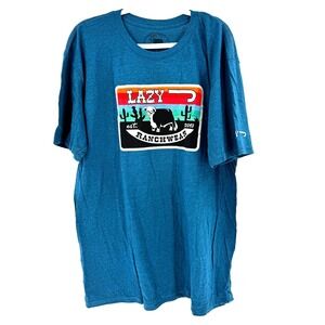 NEW Lazy J Ranch Wear Hereford Sky T-Shirt Mens 2XL Blue Cowboy Western USA Made
